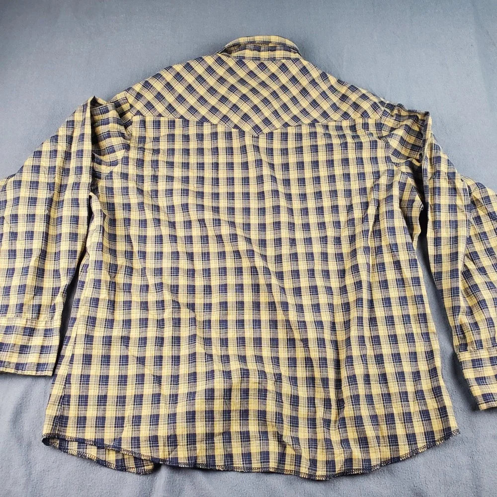 Wrangler Western Shirt Plaid Long Sleeve Pearl‎ Snap Front Mens XL